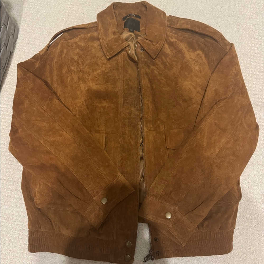 Zara Women's Brown Suede Bomber Jacket